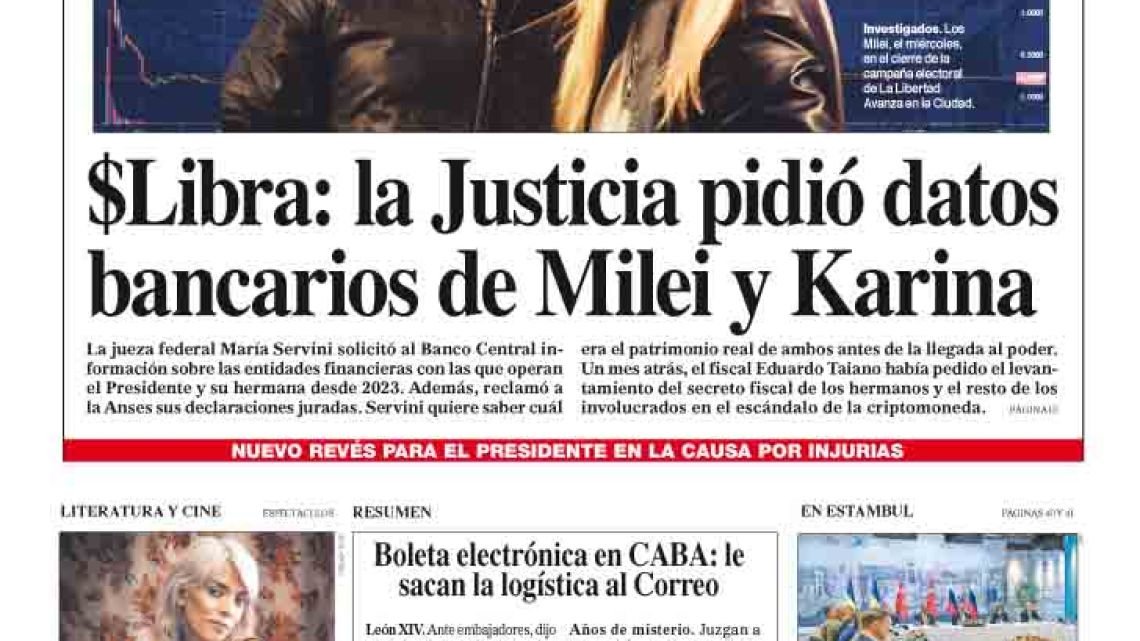 La tapa del Diario PERFIL del sábado 17 de mayo de 2025