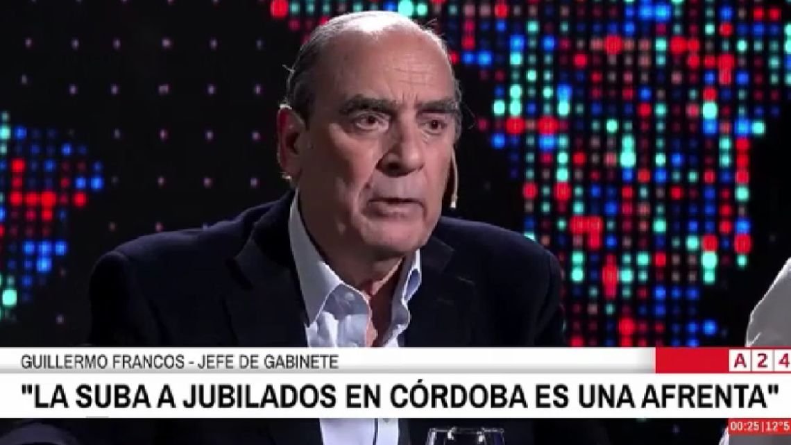 Francos cuestionó el aumento de jubilaciones en Córdoba: “Es una afrenta al Gobierno Nacional”