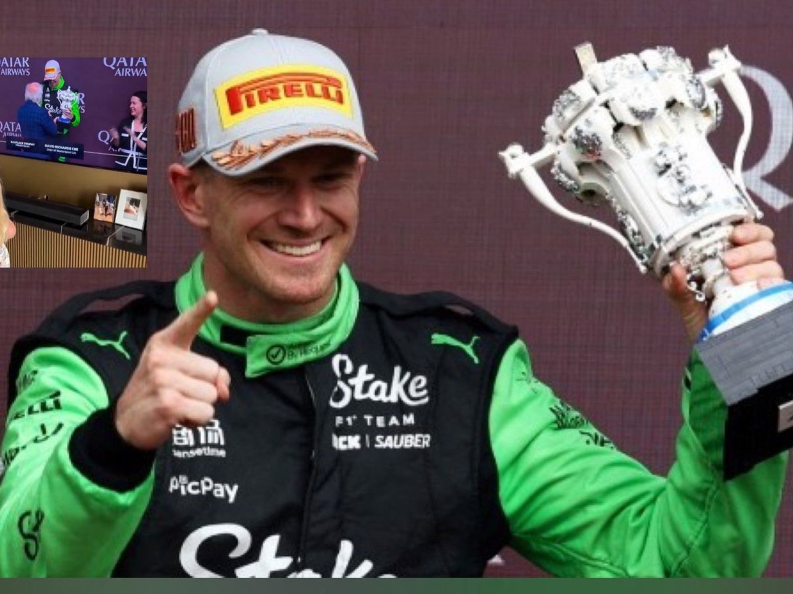 La tierna reacción de la hija de Hulkenberg y el alocado festejo del piloto tras lograr su primer podio en Silverstone a los 37 años