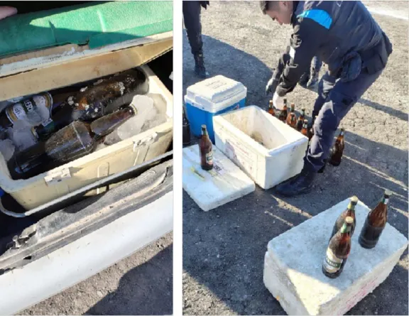 Sorprenden en partido de fútbol a vendedor  clandestino con 61 botellas de cerveza en el auto