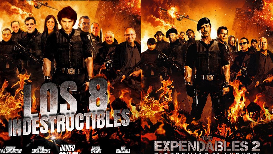Un póster de Milei reversiona la película de Stallone «Los mercenarios» | La Libertad Avanza lo posteó en X para convocar al acto en La Plata