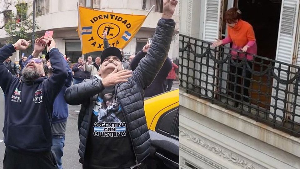 Una muestra de afecto para Cristina: “Exigimos su libertad porque es inocente” | Caravana de "Fuerza Taxi" frente a San José 1111