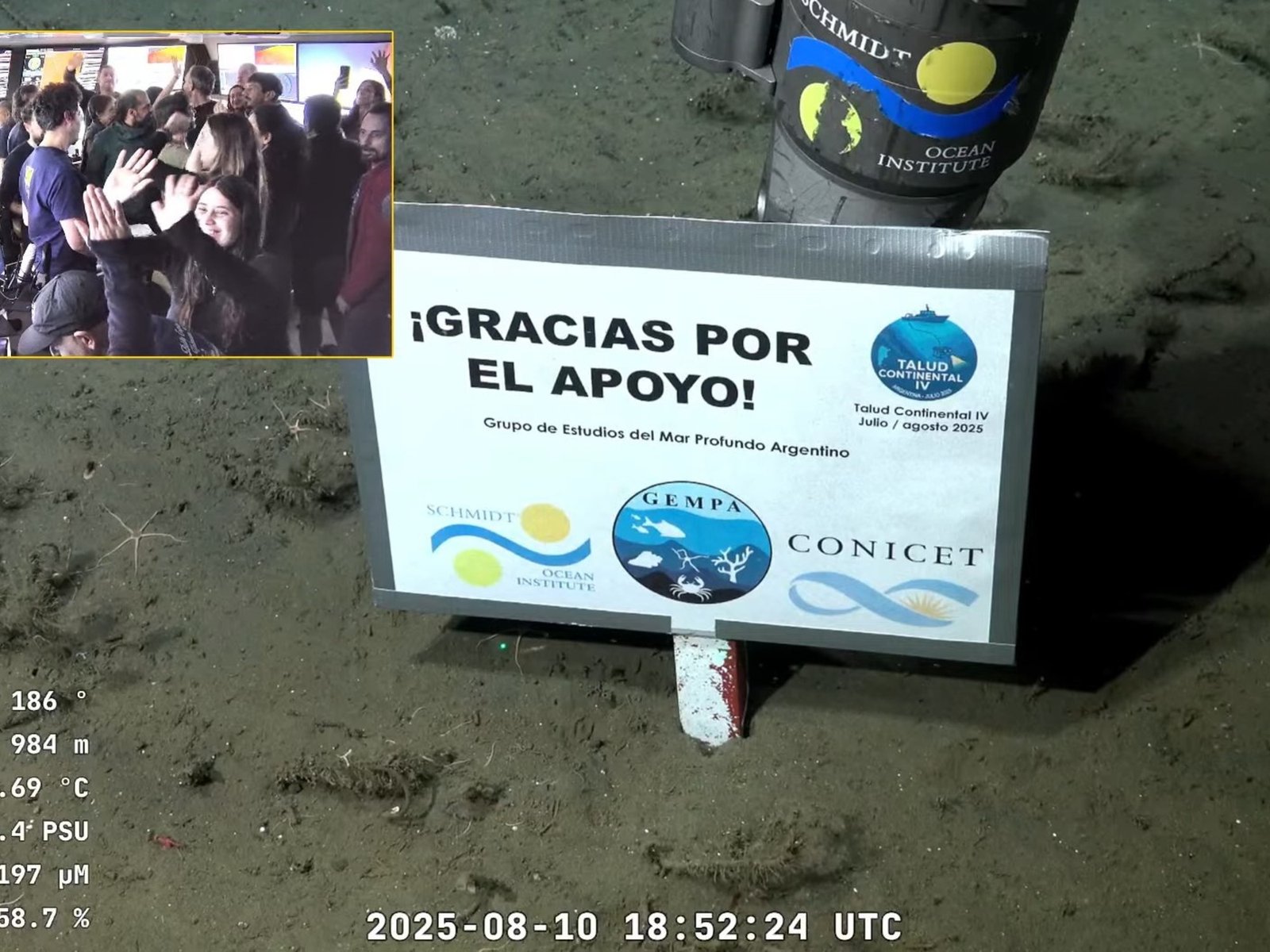 así se despedían los científicos desde el fondo del mar argentino