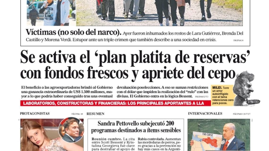La tapa de Diario PERFIL del sábado 27 de septiembre de 2025