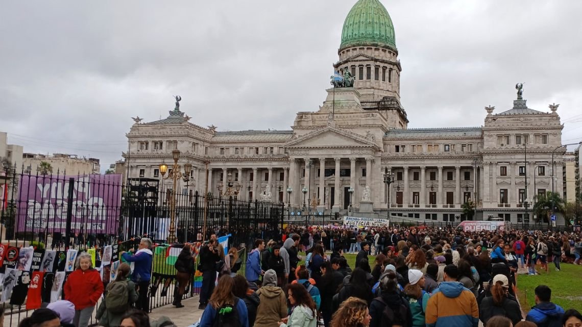 Marcha en Plaza de Mayo y Congreso por Brenda, Morena y Lara: agredieron a un periodista