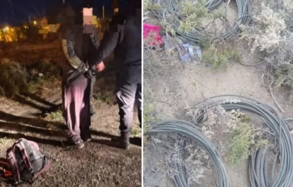 Detienen a un hombre cuando robaba cables en Km 5