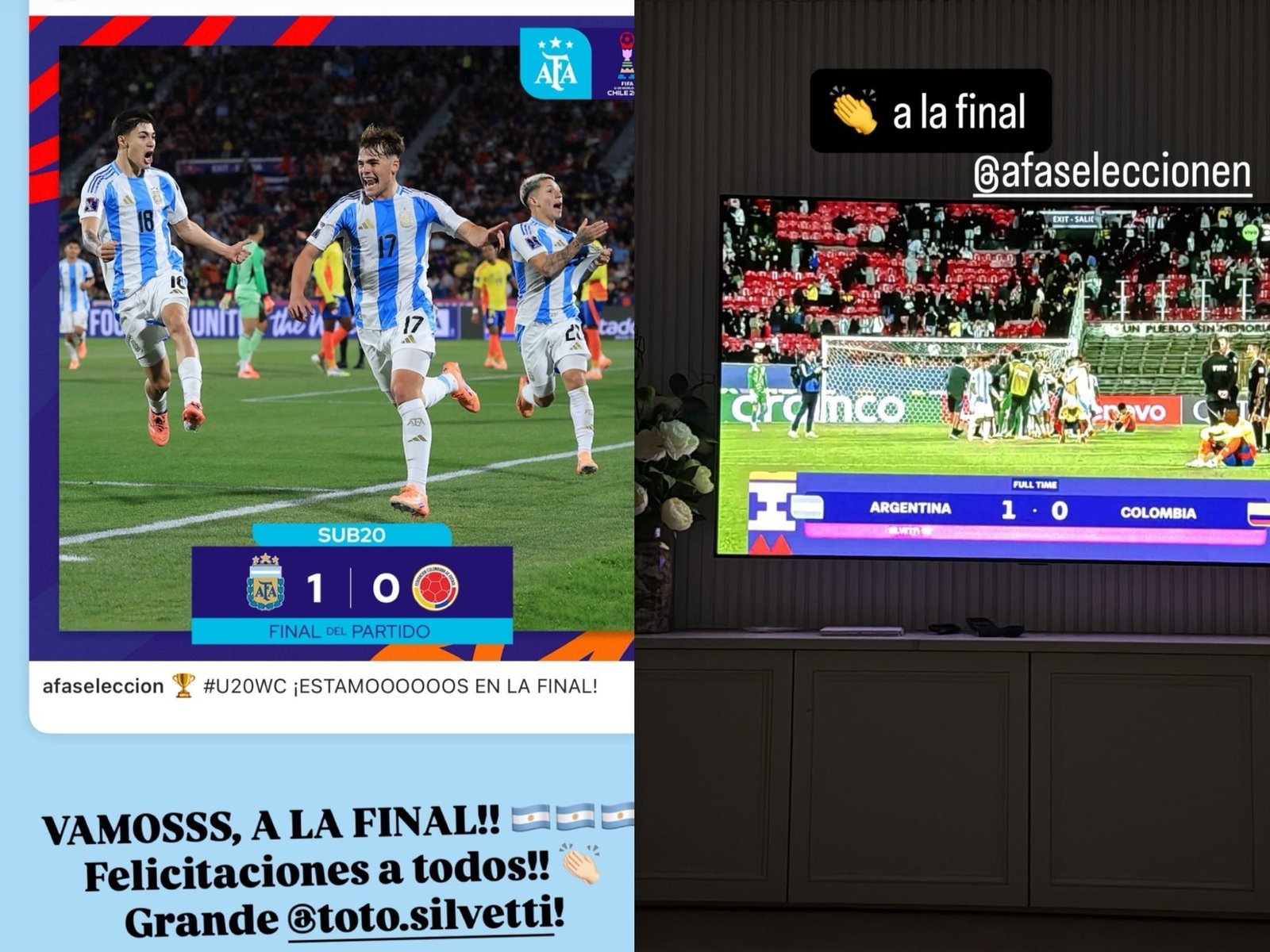 Lionel Messi y Dibu Martínez celebraron la clasificación de la Selección Argentina a la final del Mundial Sub 20