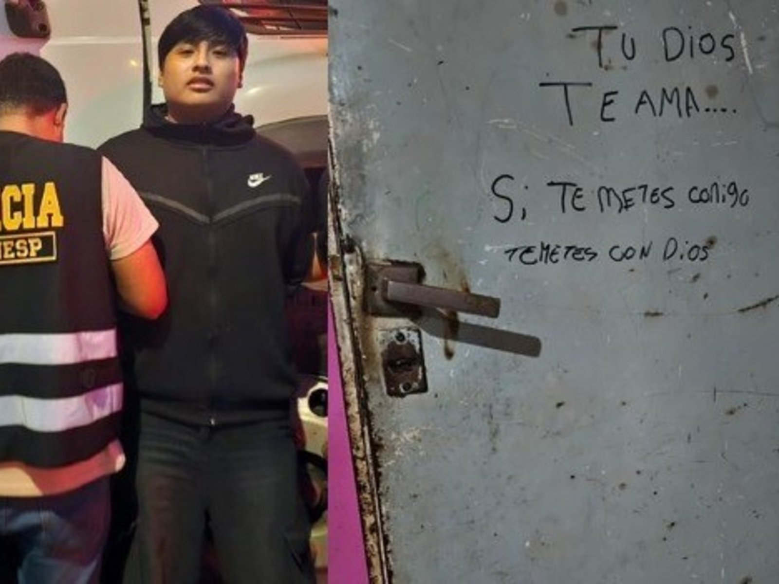 «Si te metés conmigo, te metés con Dios», la sugestiva frase de «Pequeño J» en la puerta de la casa de su novia