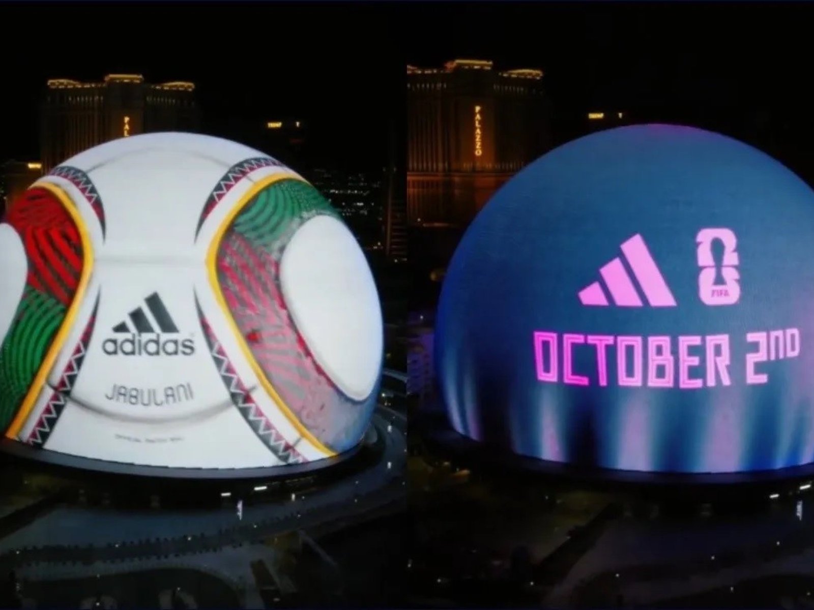 la espectacular proyección en el Sphere de Las Vegas para anunciar la pelota que se usará en la Copa del Mundo del próximo año