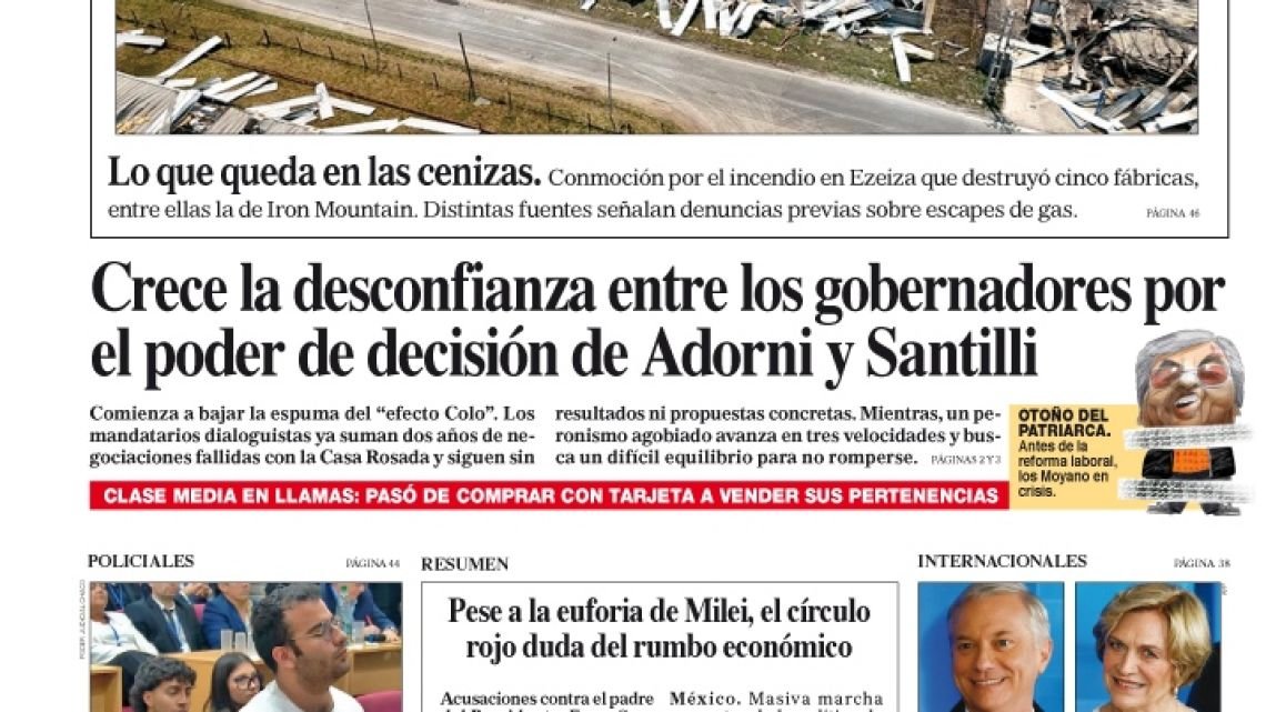 La tapa del Diario PERFIL del domingo 16 de noviembre de 2025