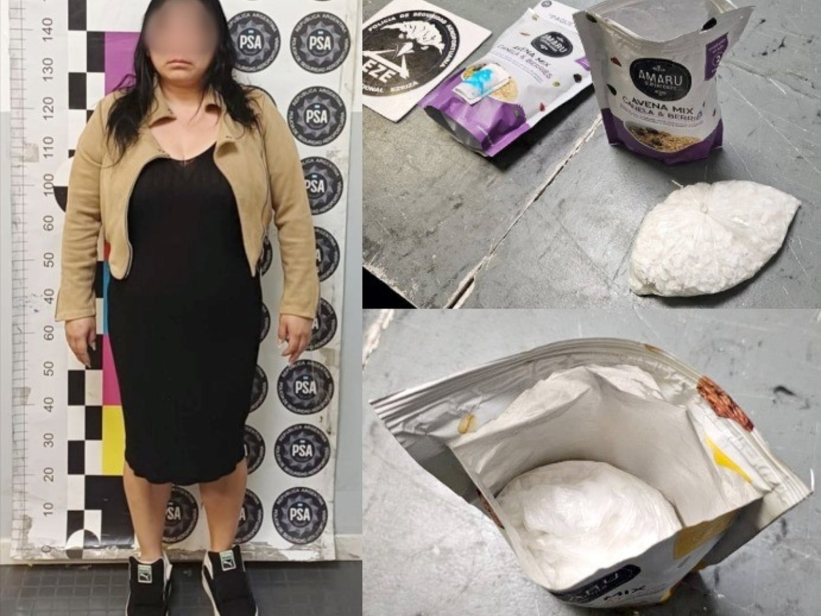 Llevaba 18 paquetes de avena en la valija, pero adentro tenían nueve kilos de cocaína