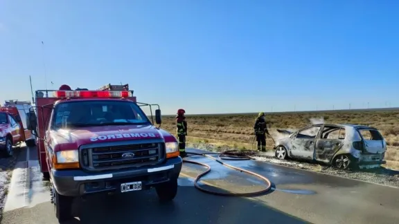 Se incendió un vehículo en la Ruta 25: pérdidas totales y el conductor a salvo