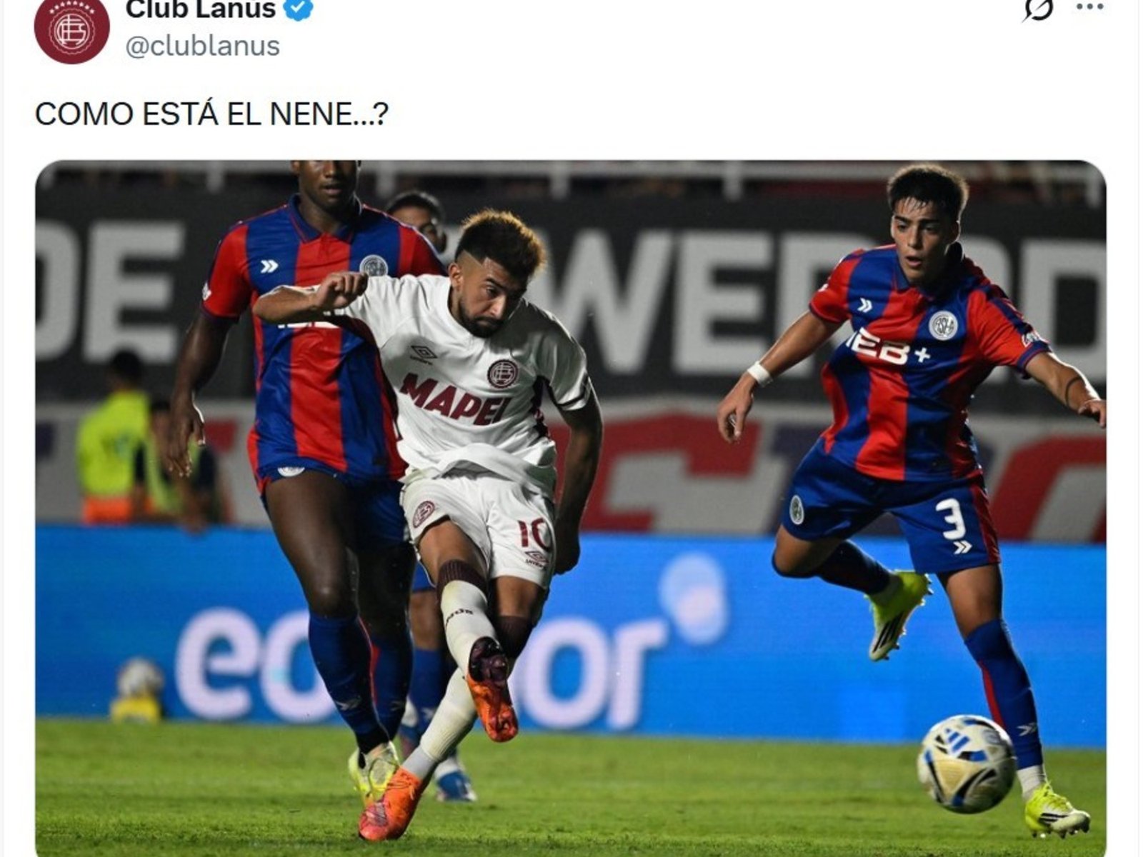 «¿Cómo está el nene?», la chicana de Lanús a San Lorenzo en las redes sociales tras el triunfo en el Nuevo Gasómetro que recuerda a Moretti