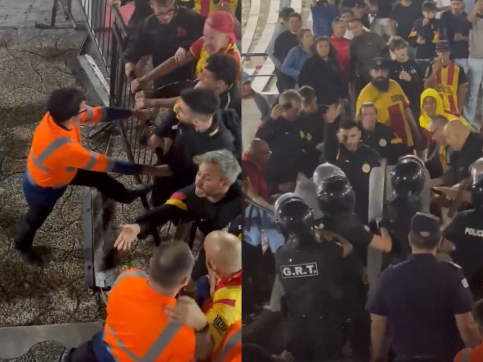 Video: la pelea que se desató entre hinchas y la policía en el fútbol uruguayo por un celular caído :: Olé