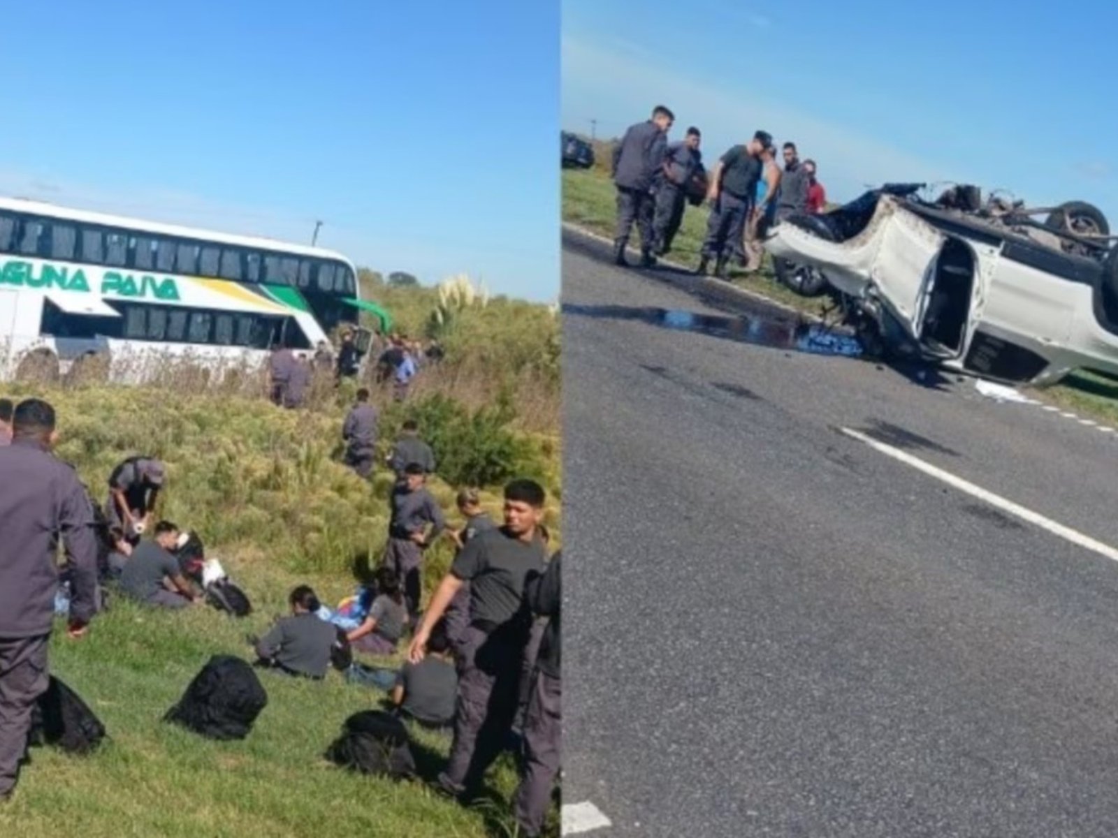 hay dos muertos por el violento choque de un colectivo del Servicio Penitenciario contra una camioneta