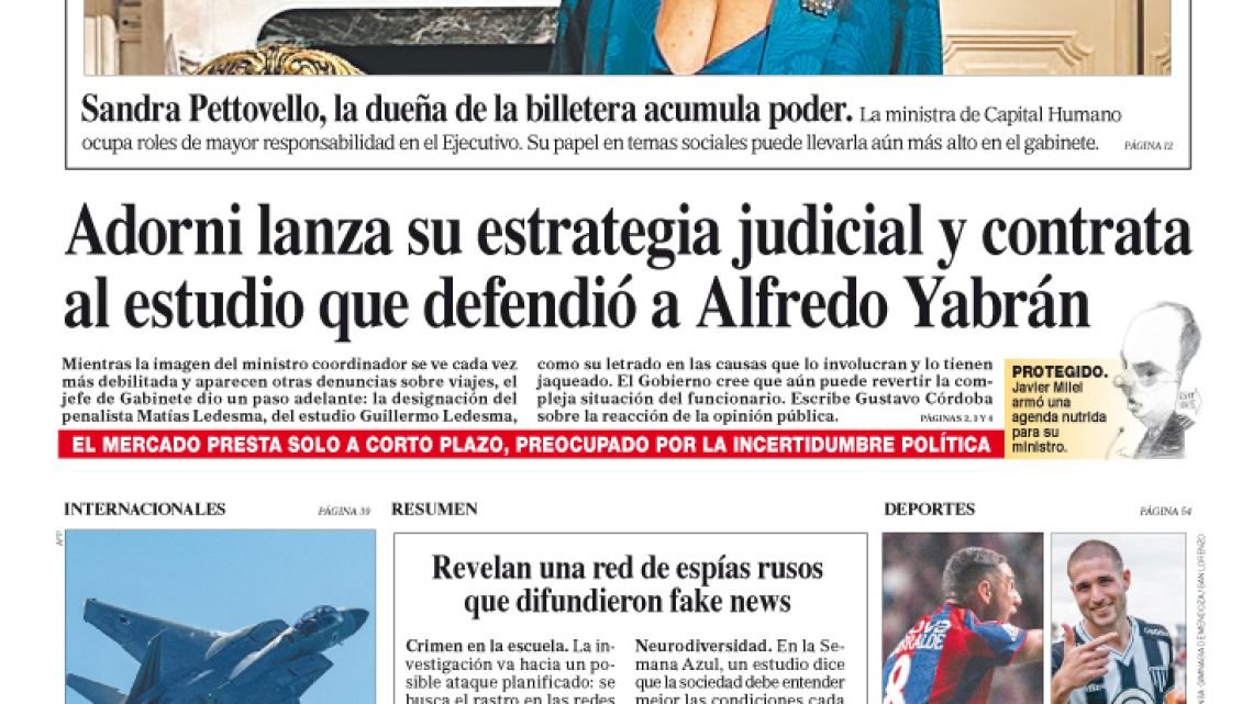 La tapa del Diario PERFIL del sábado 4 de abril de 2026