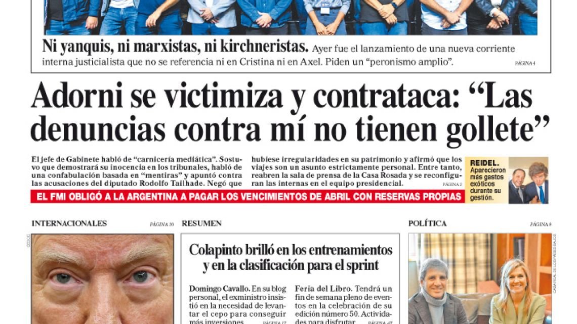 La tapa del Diario PERFIL del sábado 2 de mayo de 2026