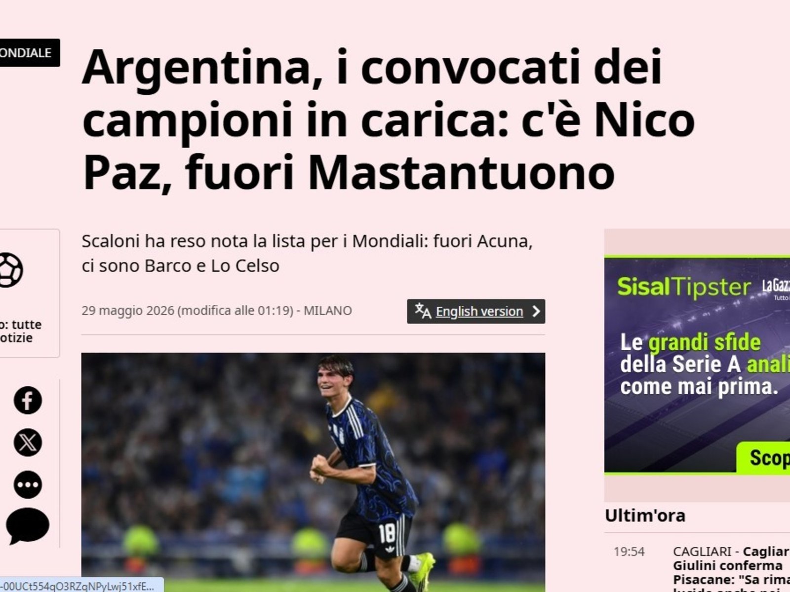 Qué dijeron en el mundo sobre los 26 convocados por Scaloni para jugar el Mundial con la Selección Argentina