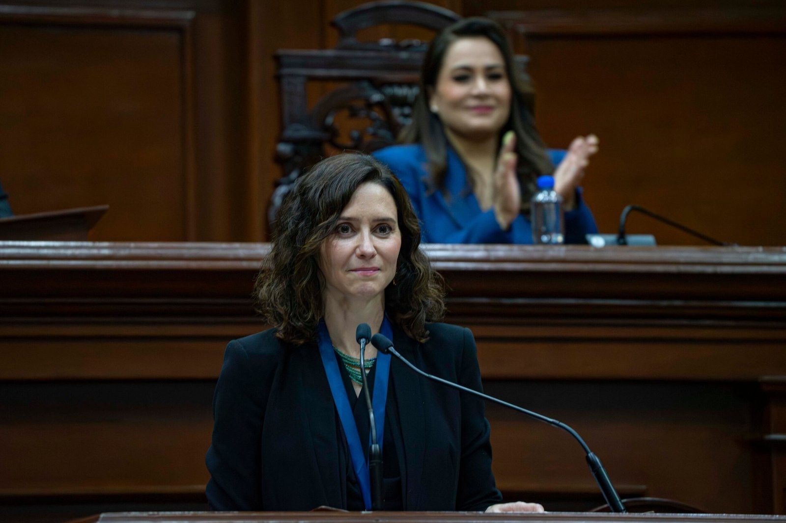 Isabel Díaz Ayuso en el Congreso de Aguascalientes, el 6 de mayo.