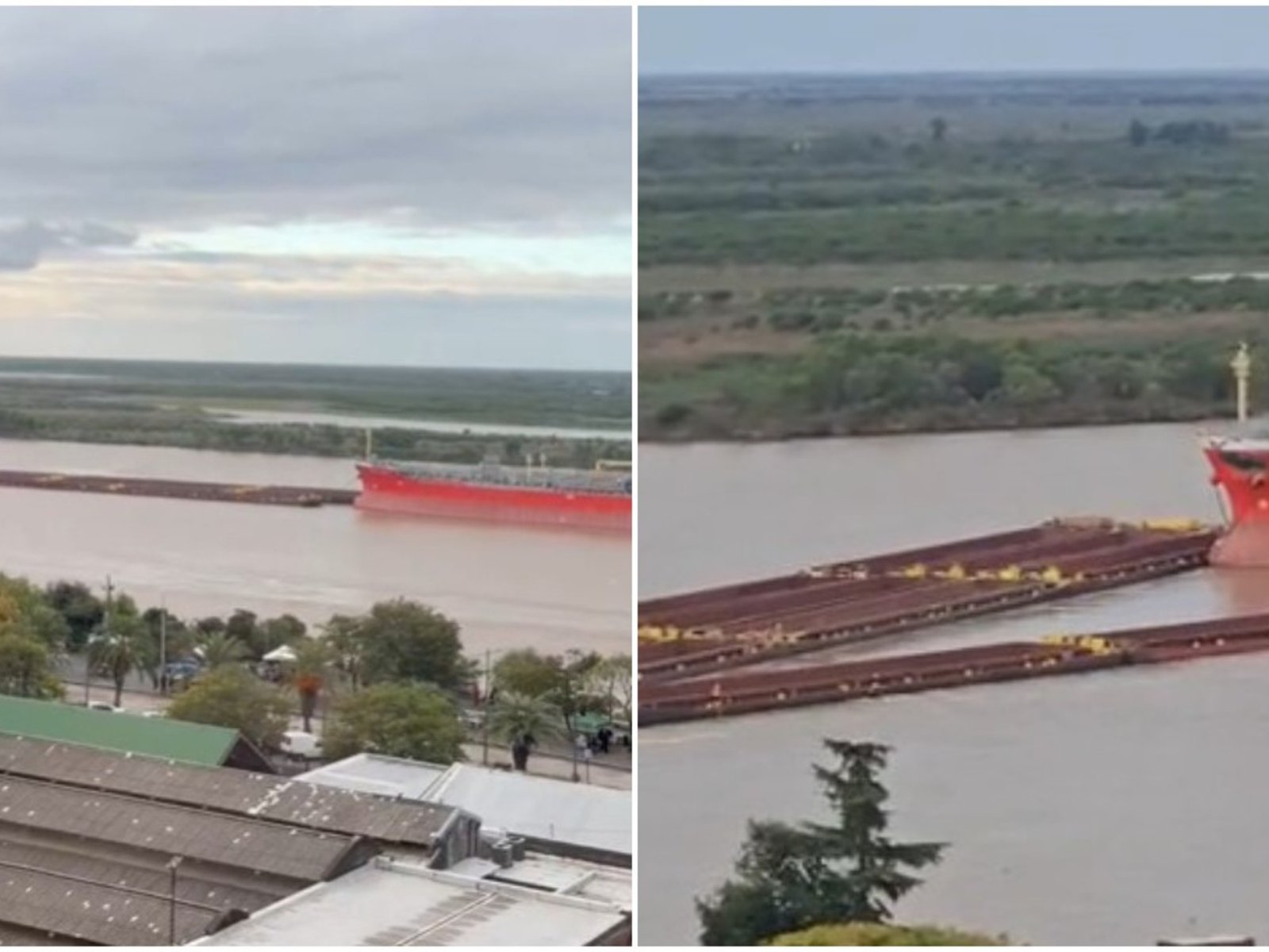 Un remolcador chocó con un buque en el río Paraná y terminó partido en dos