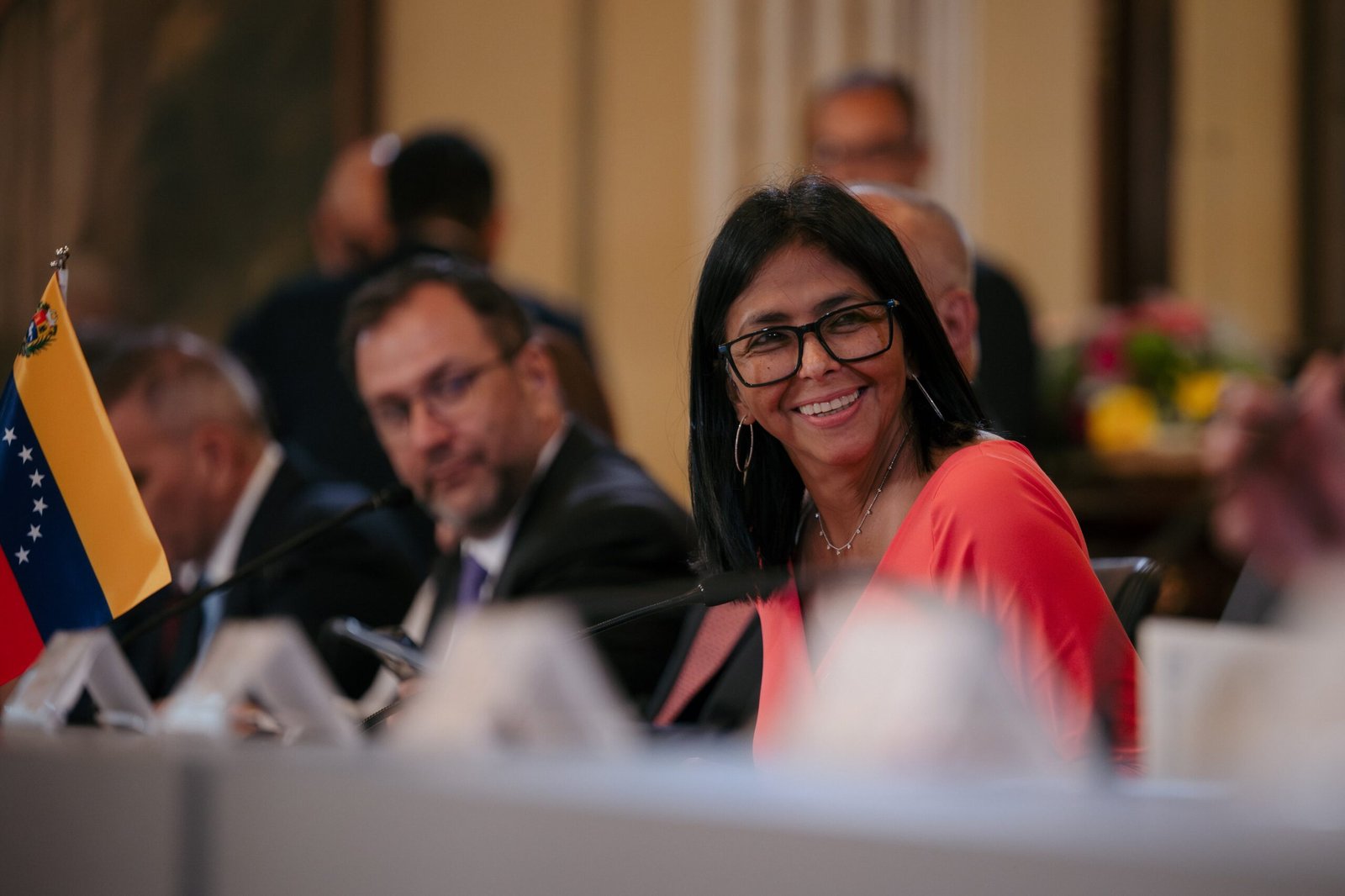 Delcy Rodríguez en el Palacio de Miraflores, en Caracas (Venezuela), el 24 de abril.