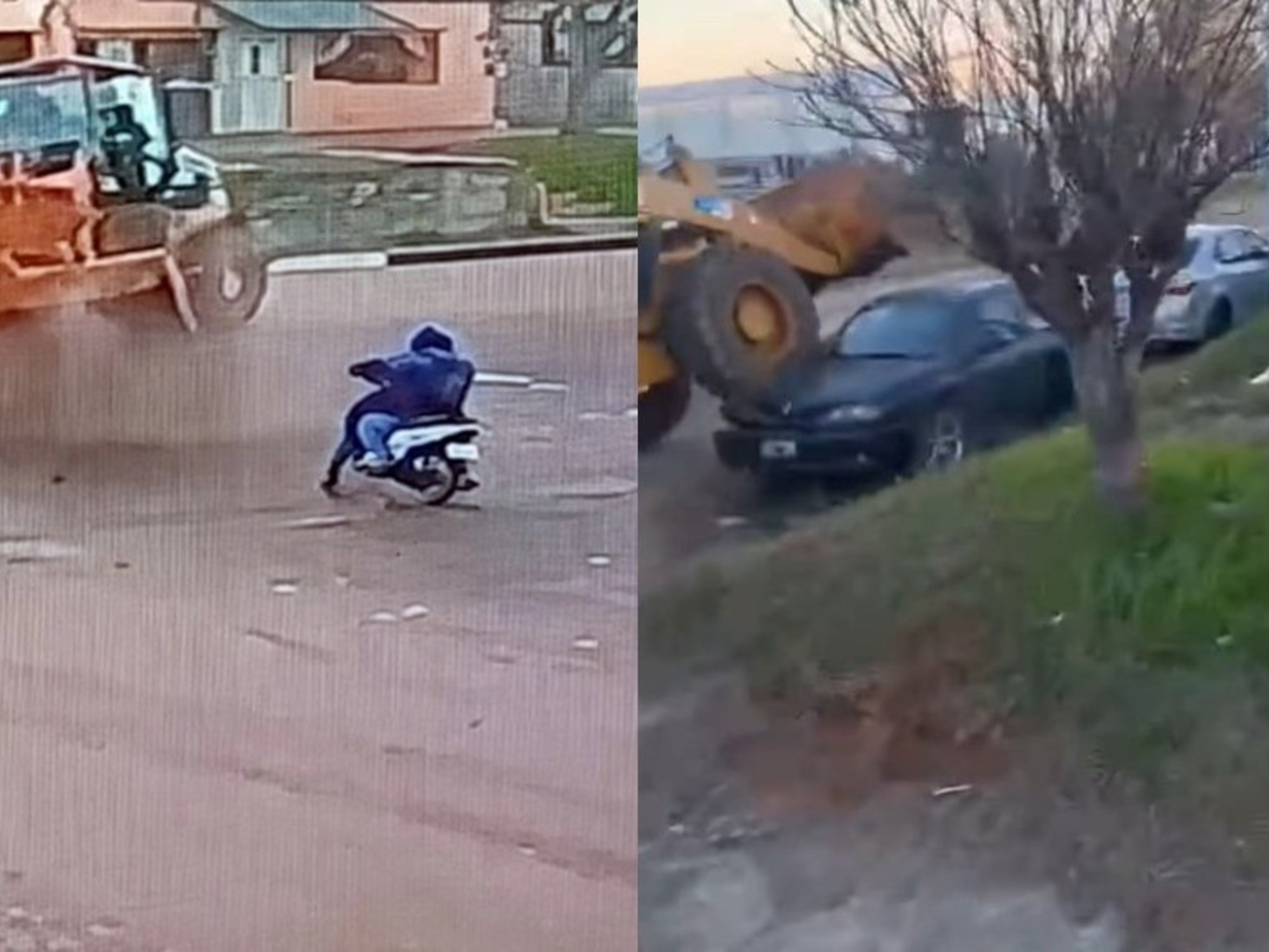 salió a manejar borracho una pala mecánica y chocó a siete vehículos
