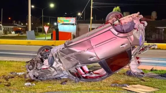 Tremendo vuelco en la Doble Trocha entre Rawson y Playa Unión