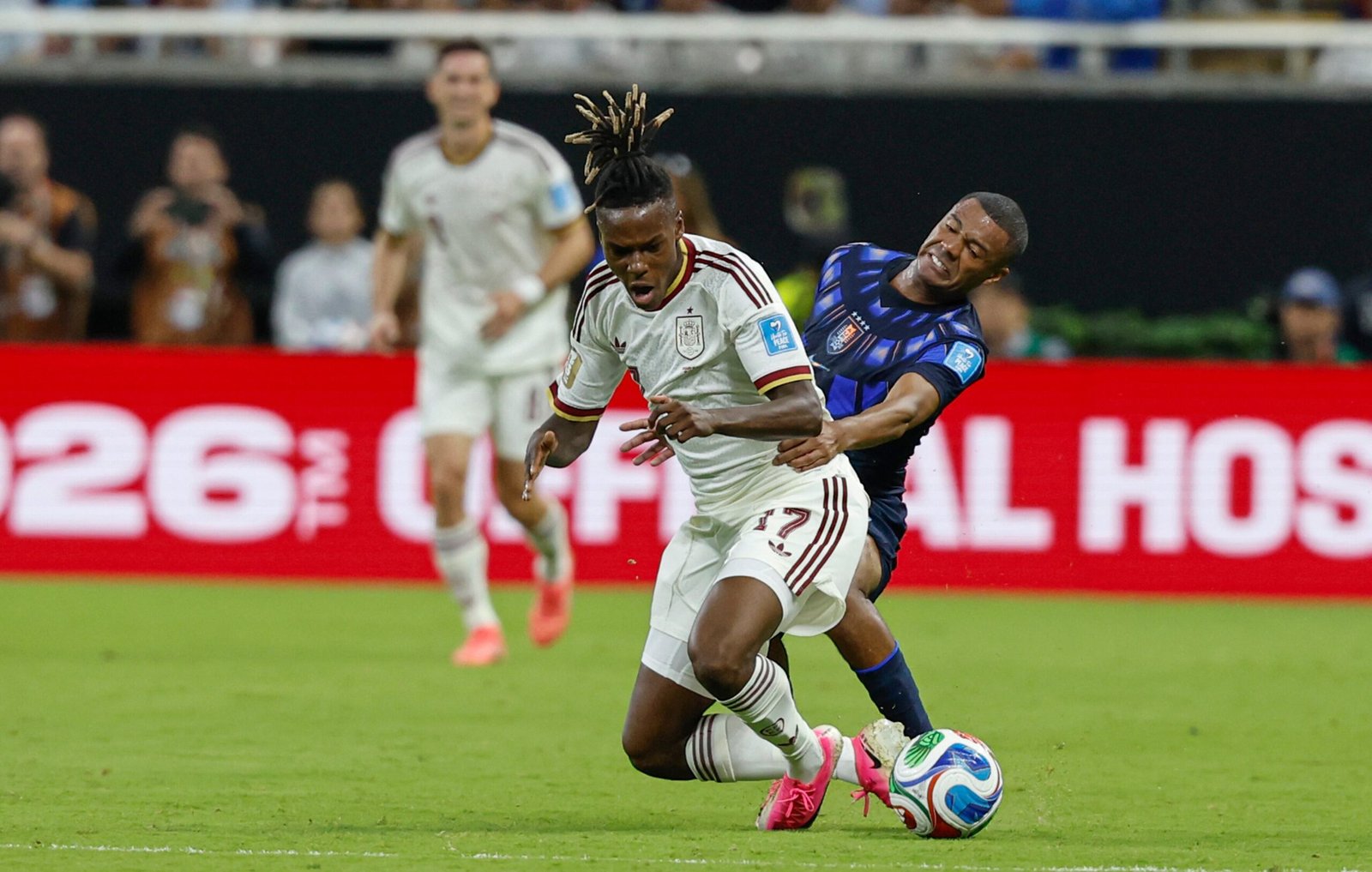 Partido entre España y Uruguay en el estadio Akron, el 26 de junio.