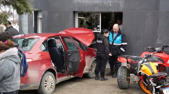 Bajó del auto a ayudar a una niña que era atacada por un perro y su vehículo se estrelló contra un taller