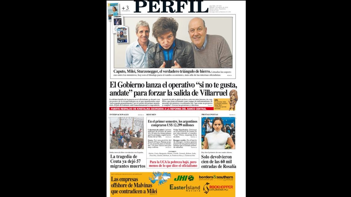 La tapa del Diario PERFIL del sábado 1° de agosto de 2026