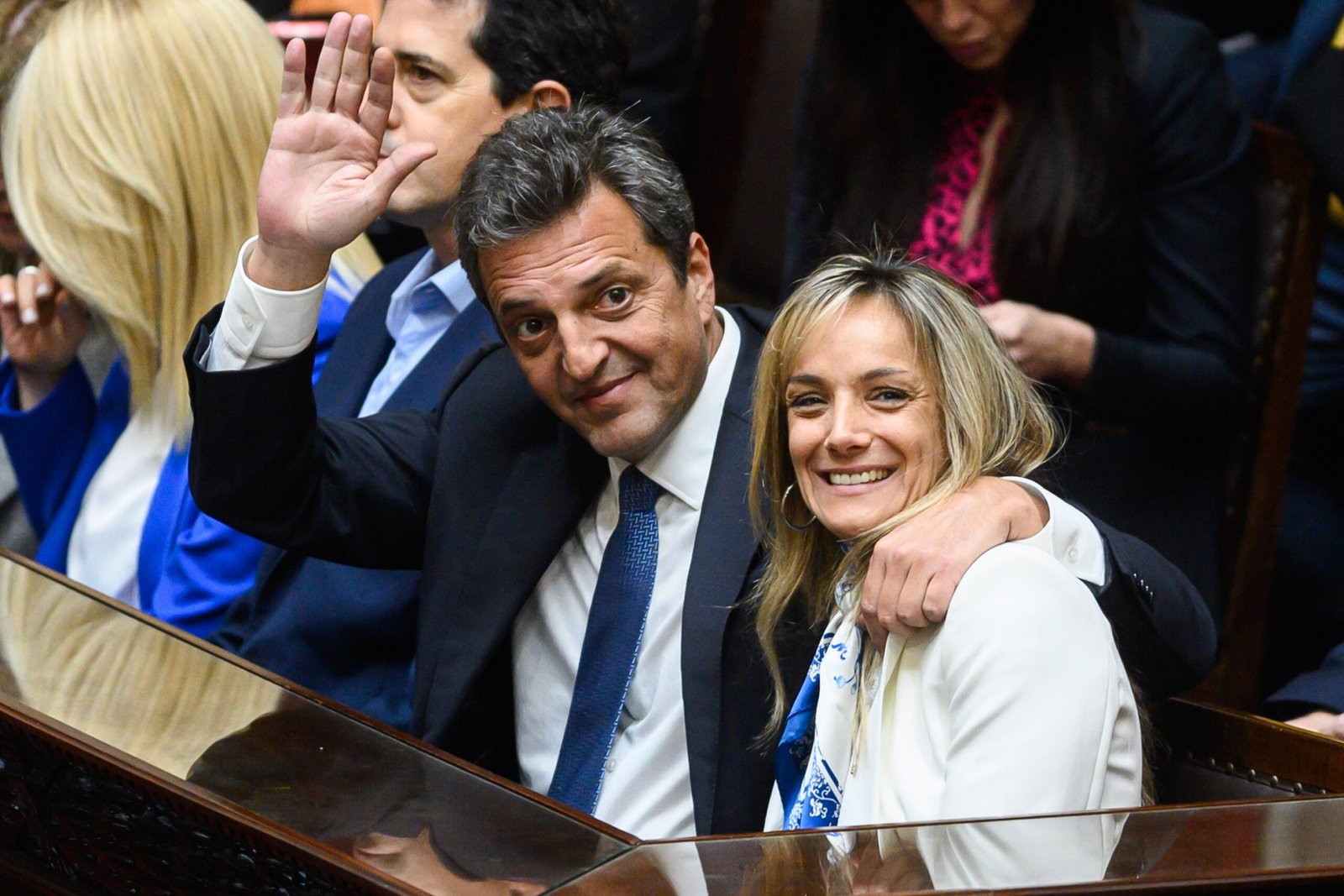 Sergio Massa y su esposa, Malena Galmarini en Buenos Aires, Argentina.