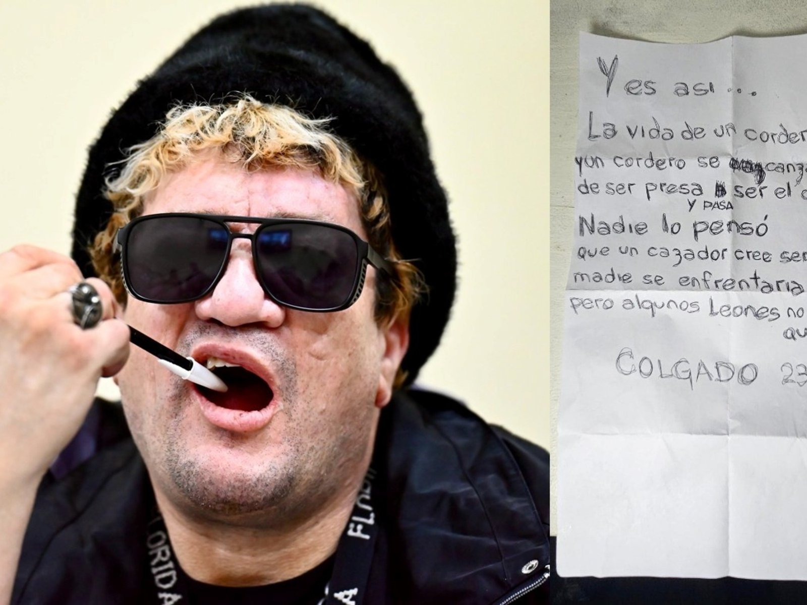 el texto que escribió "Pity" Álvarez en un papel durante el juicio en su contra