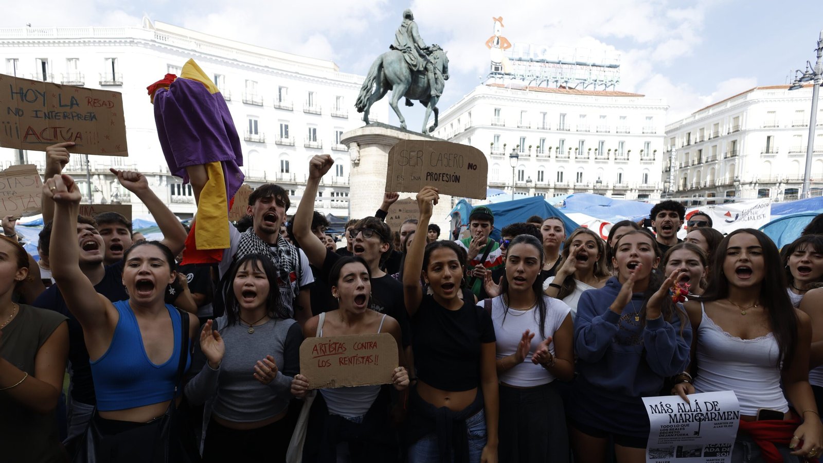 Protesta en la Puerta del Sol de Madrid, este martes.