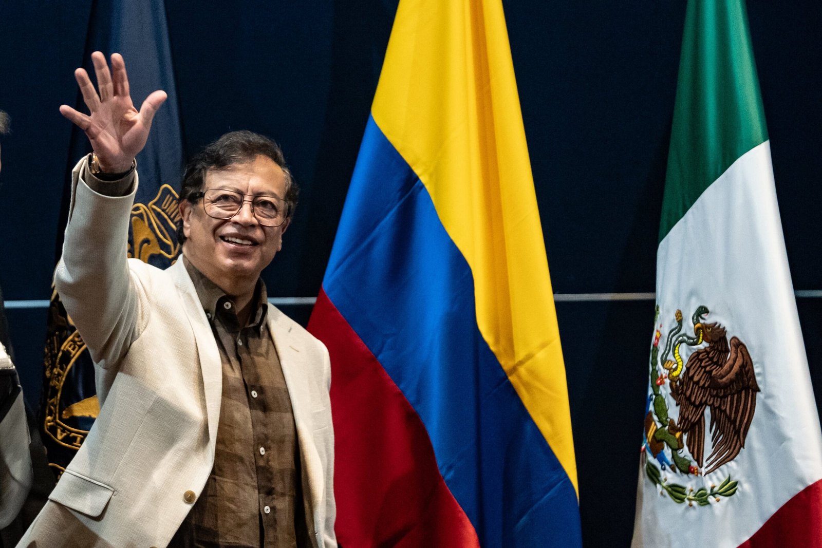 Gustavo Petro en el auditorio Antonio Caso de la UNAM, en Ciudad de México, este miércoles.
