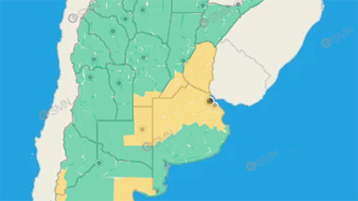 SMN: alerta amarillo por fuertes tormentas para CABA y amplia zona del centro y sur del país