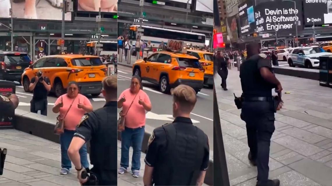 Una mujer apuñaló a dos desconocidos con cuchillos en Times Square y murió tras enfrentarse con la Policía