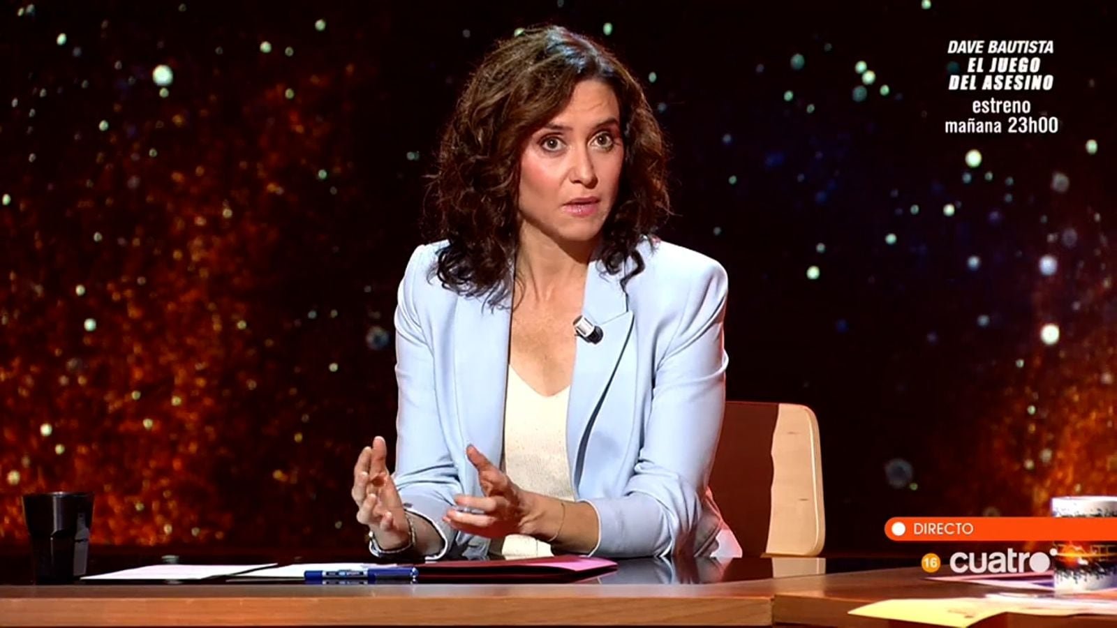 La presidenta de la Comunidad de Madrid, Isabel Díaz Ayuso, la noche del jueves en el programa Horizonte, de Cuatro.