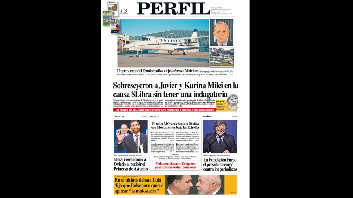 La tapa del Diario PERFIL del sábado 24 de octubre de 2026