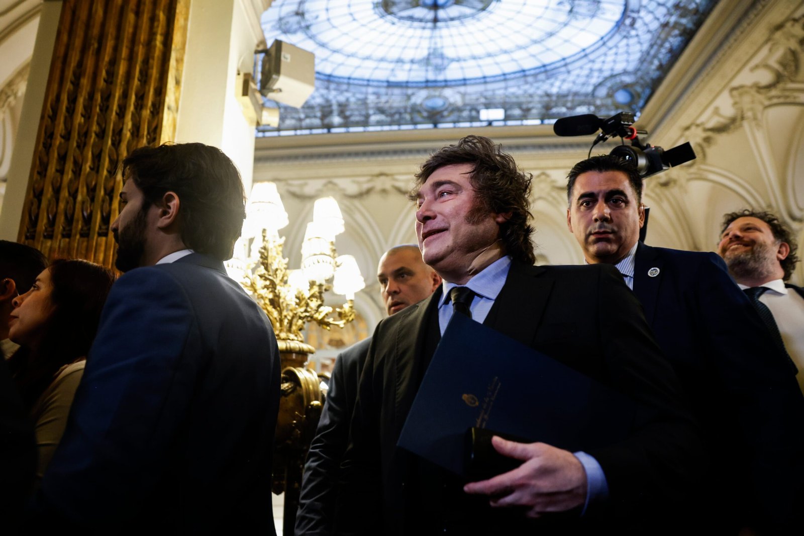 El presidente argentino, Javier Milei, durante el desayuno informativo.